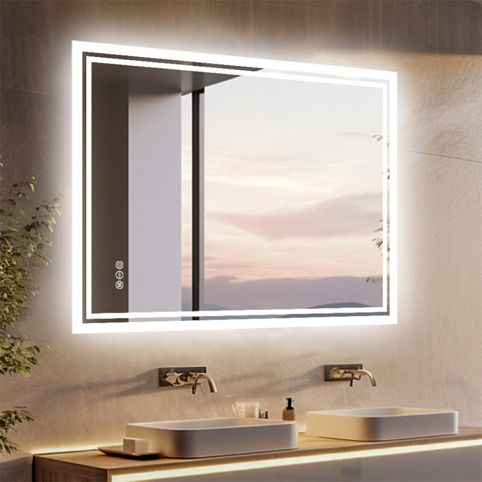 Ivy Bronx Backlit LED Bathroom Vanity Mirror Anti-Fog & Reviews ...